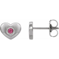 Sterling Silver Pink Tourmaline Heart Earrings 1