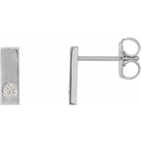 Sterling Silver .06 CTW Diamond Bar Earrings 1