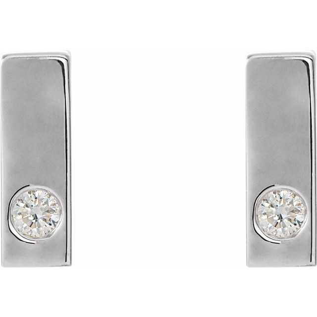 Sterling Silver .06 CTW Diamond Bar Earrings 2
