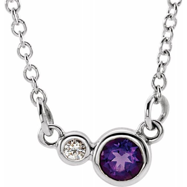 Sterling Silver Amethyst & .02 CTW Diamond 18" Necklace 1