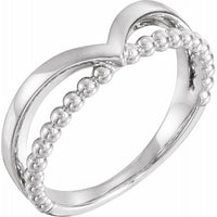 Sterling Silver Negative Space Beaded V Ring 1