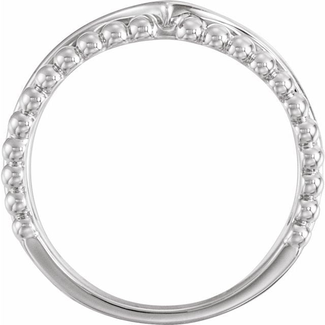 Sterling Silver Negative Space Beaded V Ring 2