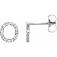 14K White .07 CTW Diamond Single Initial O Earring 1
