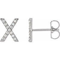 14K White .06 CTW Diamond Single Initial X Earring 1