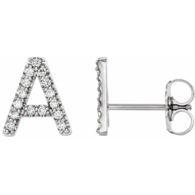 Sterling Silver .06 CTW Diamond Initial A Earring 1