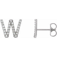 14K White .07 CTW Diamond Single Initial W Earring 1