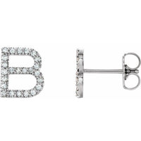 Sterling Silver 1/10 CTW Diamond Single Initial B Earring 1