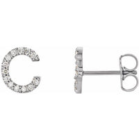 14K White .06 CTW Diamond Single Initial C Earring 1