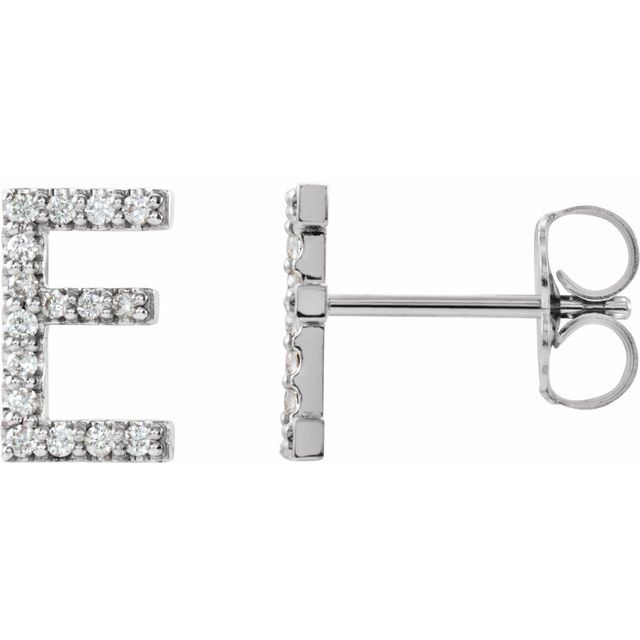 Sterling Silver .06 CTW Diamond Single Initial E Earring 1