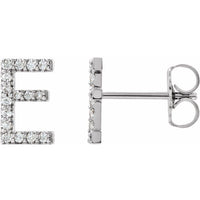 Sterling Silver .06 CTW Diamond Single Initial E Earring 1