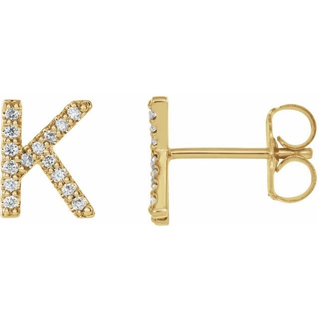 14K Yellow .06 CTW Diamond Single Initial K Earring 1