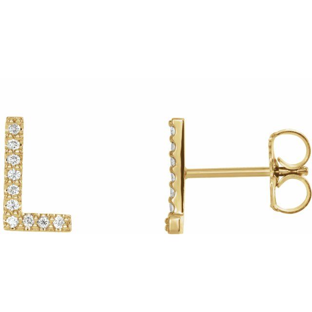 14K Yellow .04 CTW Diamond Single Initial L Earring 1