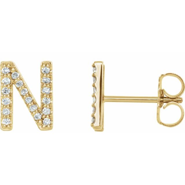 14K Yellow .07 CTW Diamond Single Initial N Earring 1