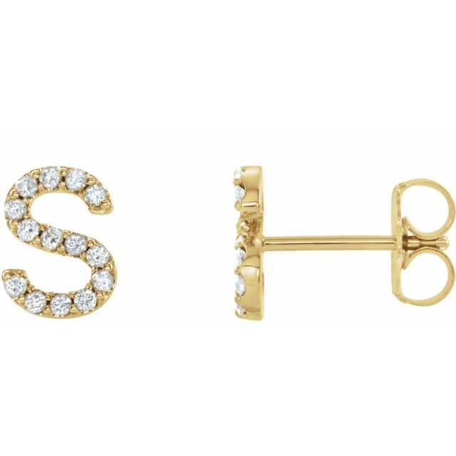 14K Yellow .06 CTW Diamond Single Initial S Earring 1