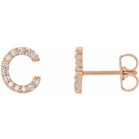 14K Rose .06 CTW Diamond Single Initial C Earring 1