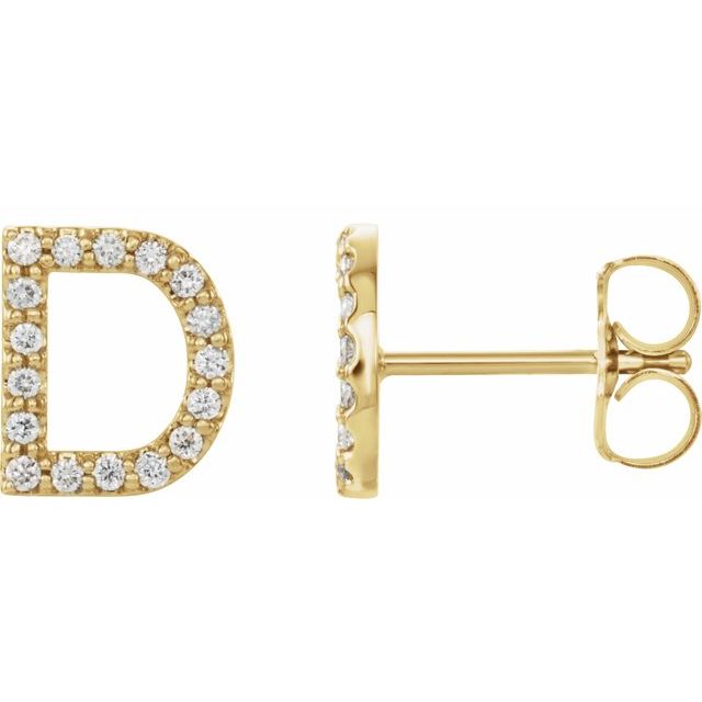 14K Yellow .07 CTW Diamond Single Initial D Earring 1