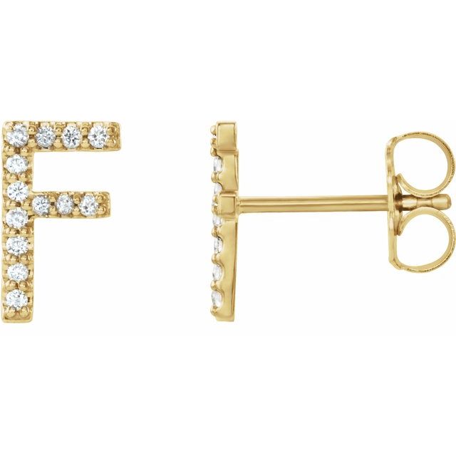14K Yellow .05 CTW Diamond Single Initial F Earring 1
