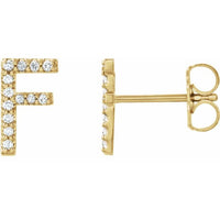 14K Yellow .05 CTW Diamond Single Initial F Earring 1