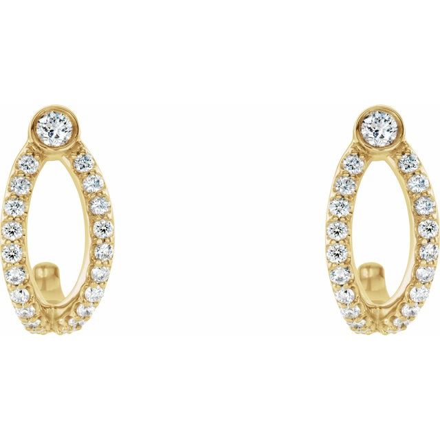 14K Yellow 1/3 CTW Diamond J-Hoop Earrings 2
