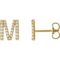 14K Yellow .08 CTW Diamond Single Initial M Earring 1
