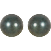 14K Palladium White Gold 8 mm Cultured Gray Tahitian Pearl Earrings