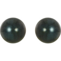 14K White Gold 7 mm Black Akoya Cultured Pearl Earrings