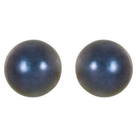 14K White Gold  6 mm Cultured Black Akoya Pearl Earrings