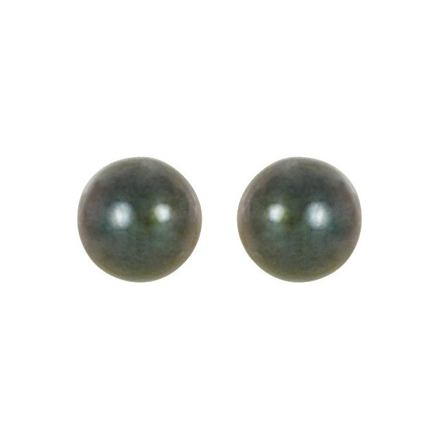 14K White Gold 4 mm Cultured Black Akoya Pearl Earrings