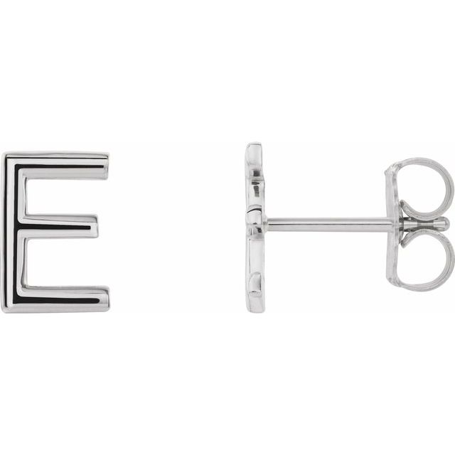 Sterling Silver Single Initial E Earring 1
