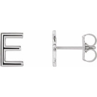 Sterling Silver Single Initial E Earring 1