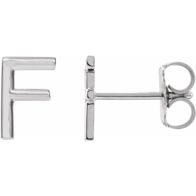Sterling Silver Single Initial F Earring 1