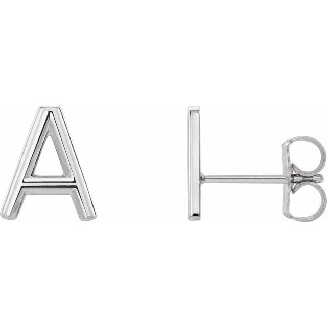 Sterling Silver Single Initial A Earring 1