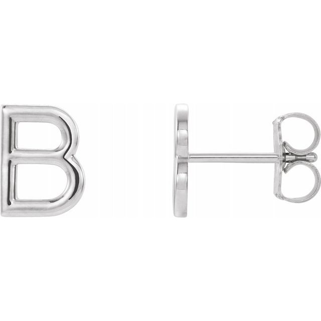 Sterling Silver Single Initial B Earring 1
