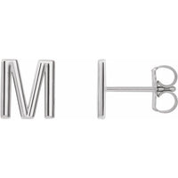 Sterling Silver Single Initial M Earring 1
