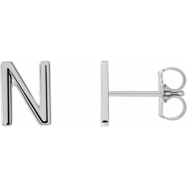 Sterling Silver Single Initial N Earring 1
