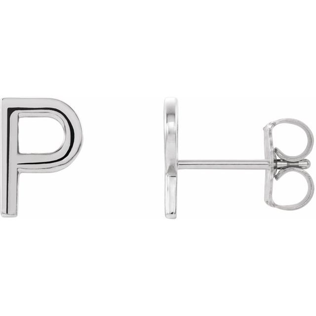 Sterling Silver Single Initial P Earring 1