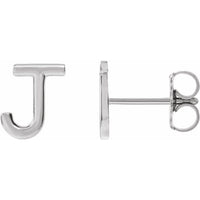 Sterling Silver Single Initial J Earring 1