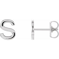 Sterling Silver Single Initial S Earring 1