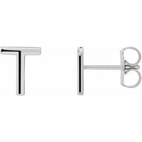 Sterling Silver Single Initial T Earring 1