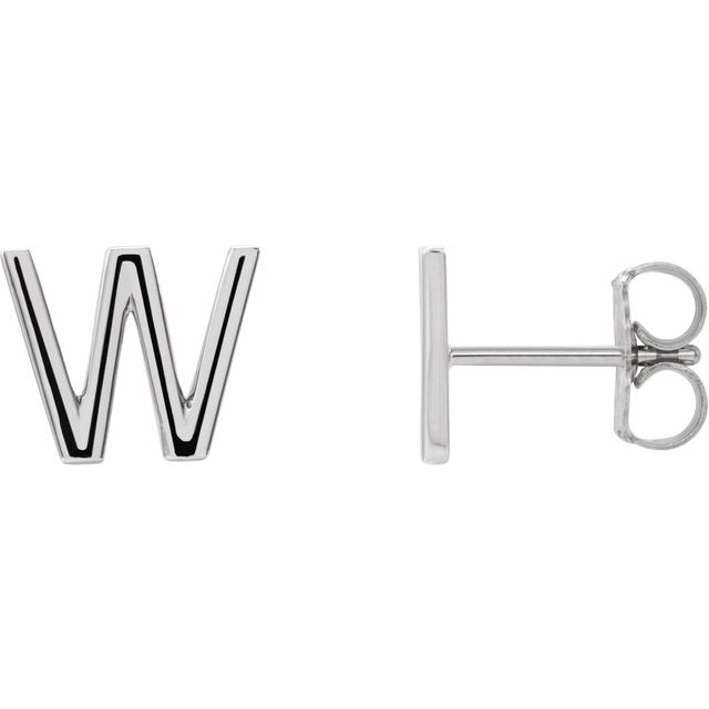 Sterling Silver Single Initial W Earring 1