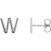 Sterling Silver Single Initial W Earring 1