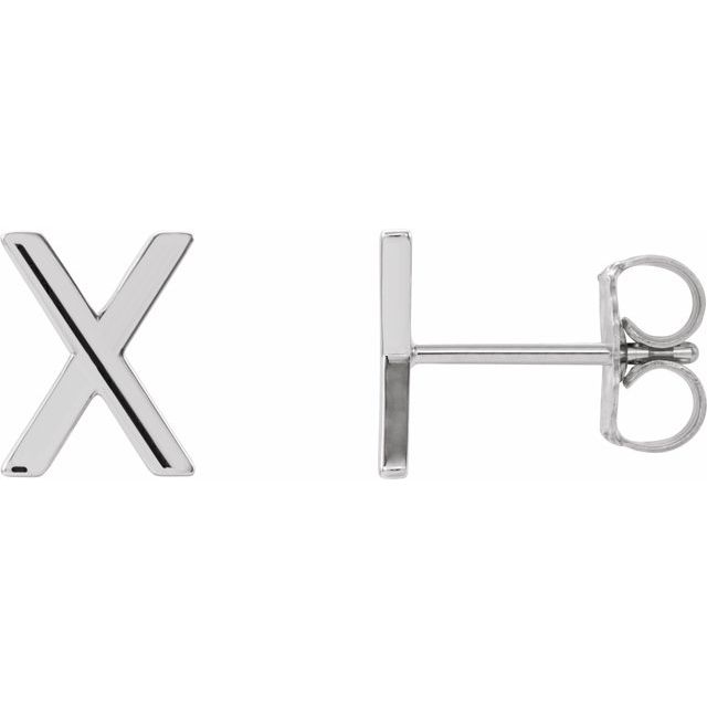 Sterling Silver Single Initial X Earring 1
