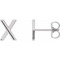 Sterling Silver Single Initial X Earring 1