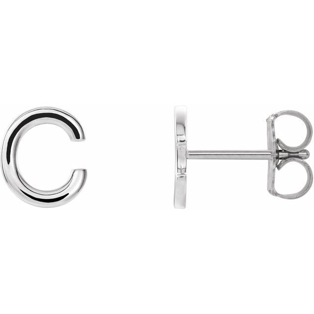 Sterling Silver Single Initial C Earring 1