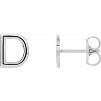 Sterling Silver Single Initial D Earring 1