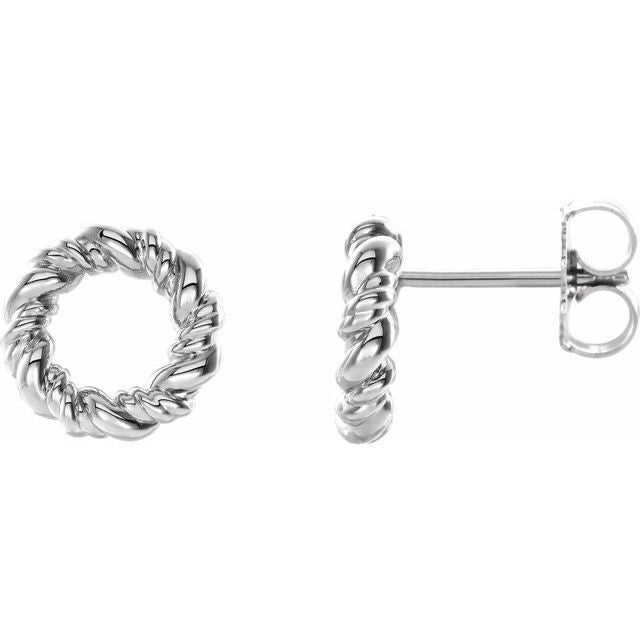 Sterling Silver 9.4 mm Circle Rope Earrings 1