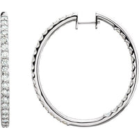 14K White 5 CTW Diamond Inside-Outside Hinged 44 mm Hoop Earrings 1