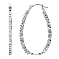 Platinum 1 CTW Diamond Inside-Outside Oval Hoop Earrings 1