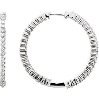 14K White 1 CTW Diamond Inside-Outside Hinged 32.5 mm Hoop Earrings 1