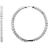 14K White 3 CTW Diamond Inside-Outside Hinged 41.9 mm Hoop Earrings 1